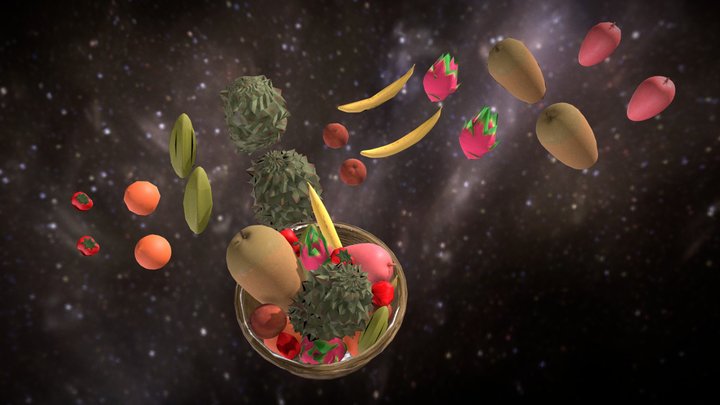 A Basket of Fruit 3D Model