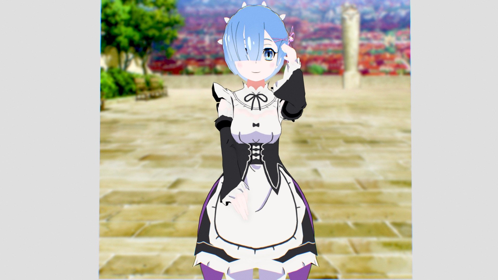 Rem - Re Zero anime 3D model animated rigged