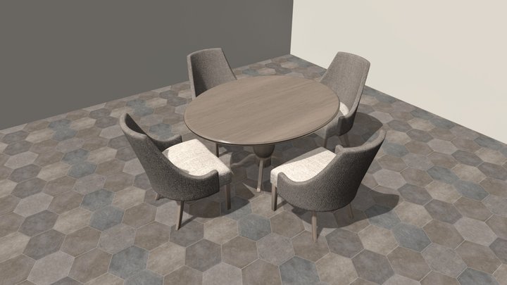 Oval Table Dinette Set 3D Model