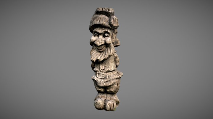 Dwarf wooden statue 3D Model