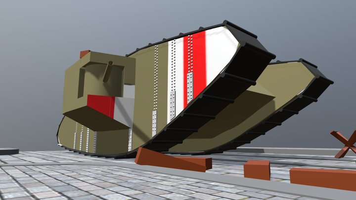 Low polly Mk iv tank school project 3D Model