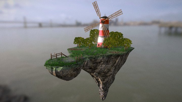 Flying Windmill Island (Gorillaz) 3D Model