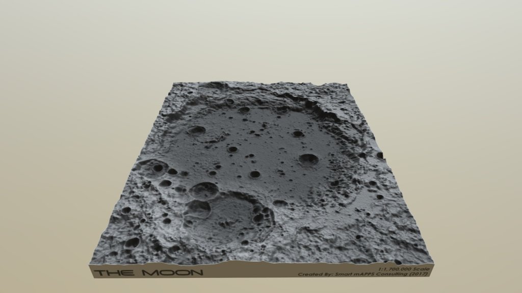 Lunar Map, Large Crater: B & W Scheme