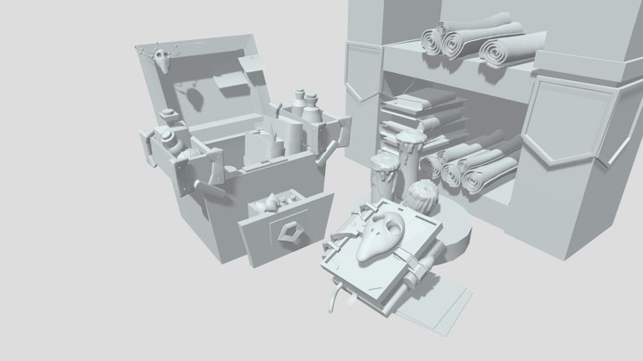 WitchBox_4_3 Sculpting Skull & Candles 3D Model