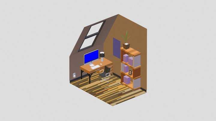 Cozy Attic Workspace 3D Model