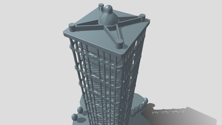 Outer skeleton highrise building 3D Model