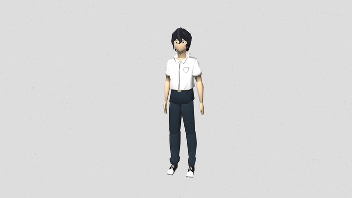 Anime male character - PSX style 3D Model