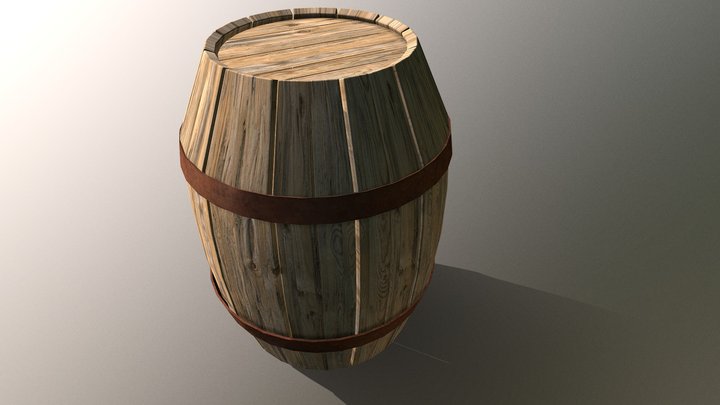 Wooden Barrel slatted 3D Model