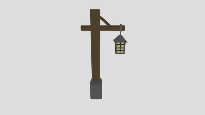 Wooden Lamp Post 3D Model
