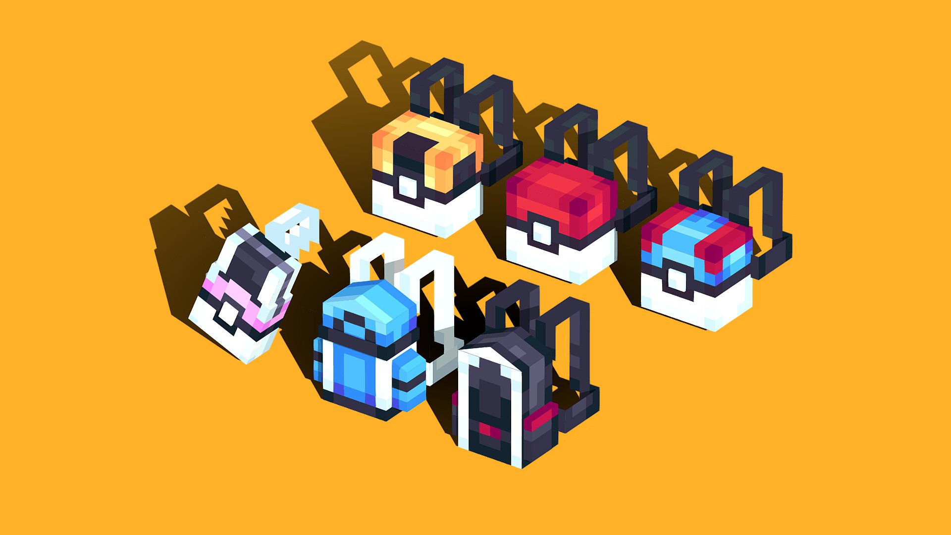 PixelMine Cosmetics Pixelmon Backpacks 3D model by PixelMine