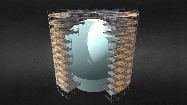 Sphere Tank - External Scaffolding 3D Model