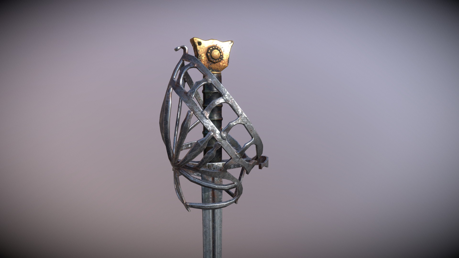 3D model Renaissance sword - This is a 3D model of the Renaissance sword. The 3D model is about a metal tower with a round object on top.