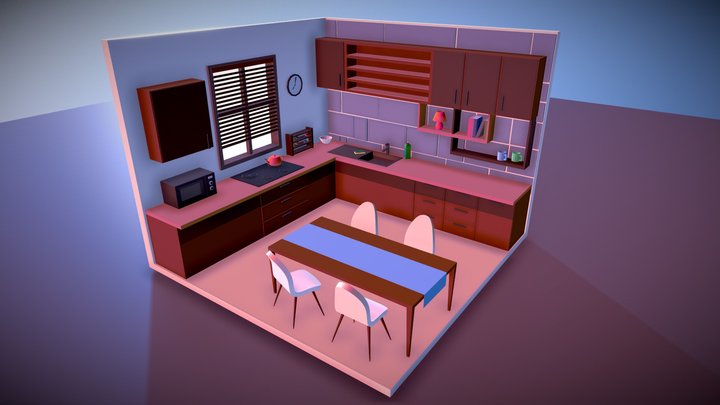 Lowpoly Kitchen (WIP) 3D Model