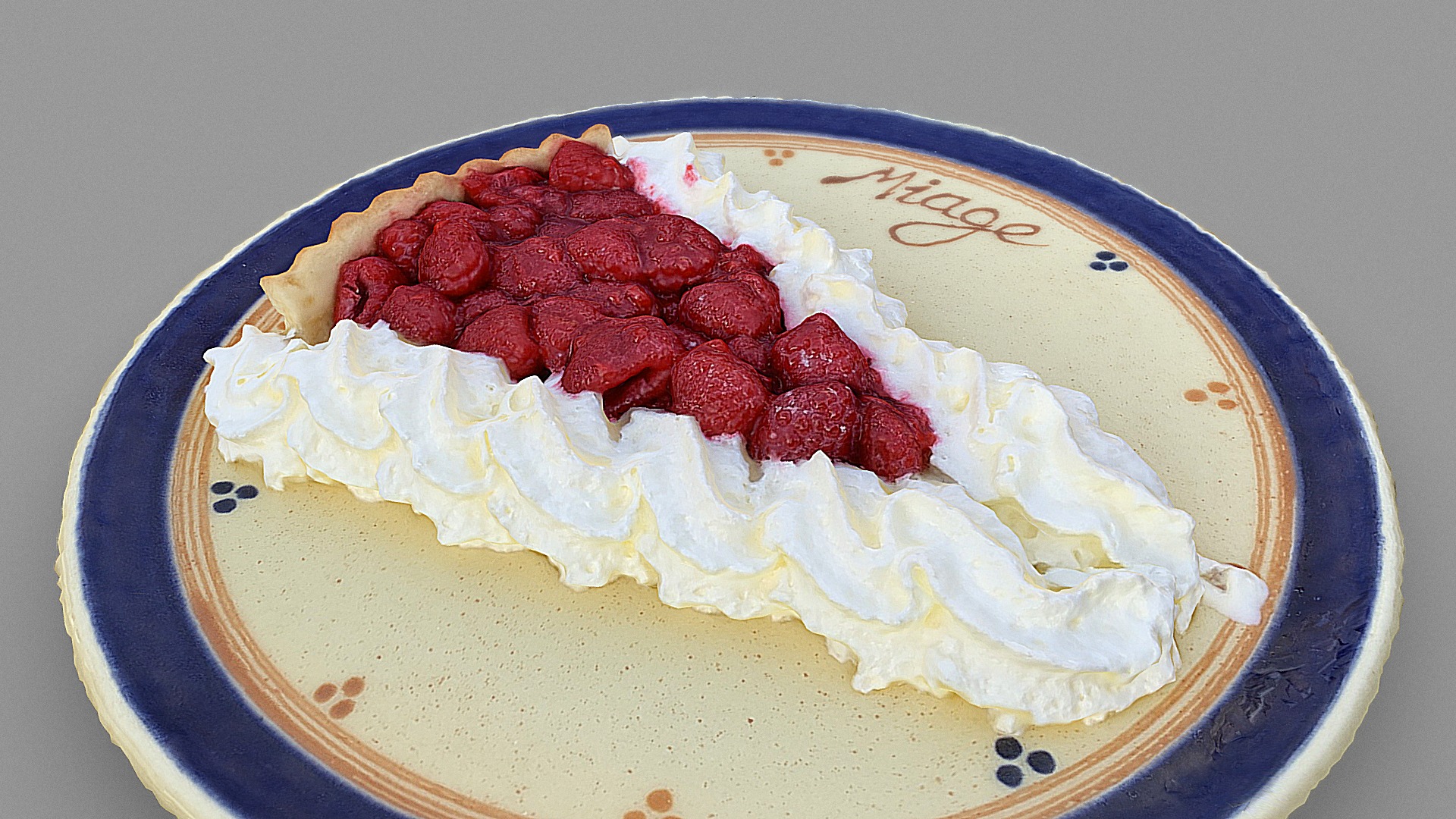 3D model Raspberry pie from Refuge de Miage - This is a 3D model of the Raspberry pie from Refuge de Miage. The 3D model is about a plate of food.