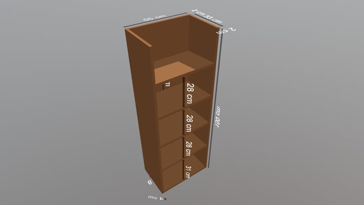 Plain Scarf Shelf Measurements x1 3D Model