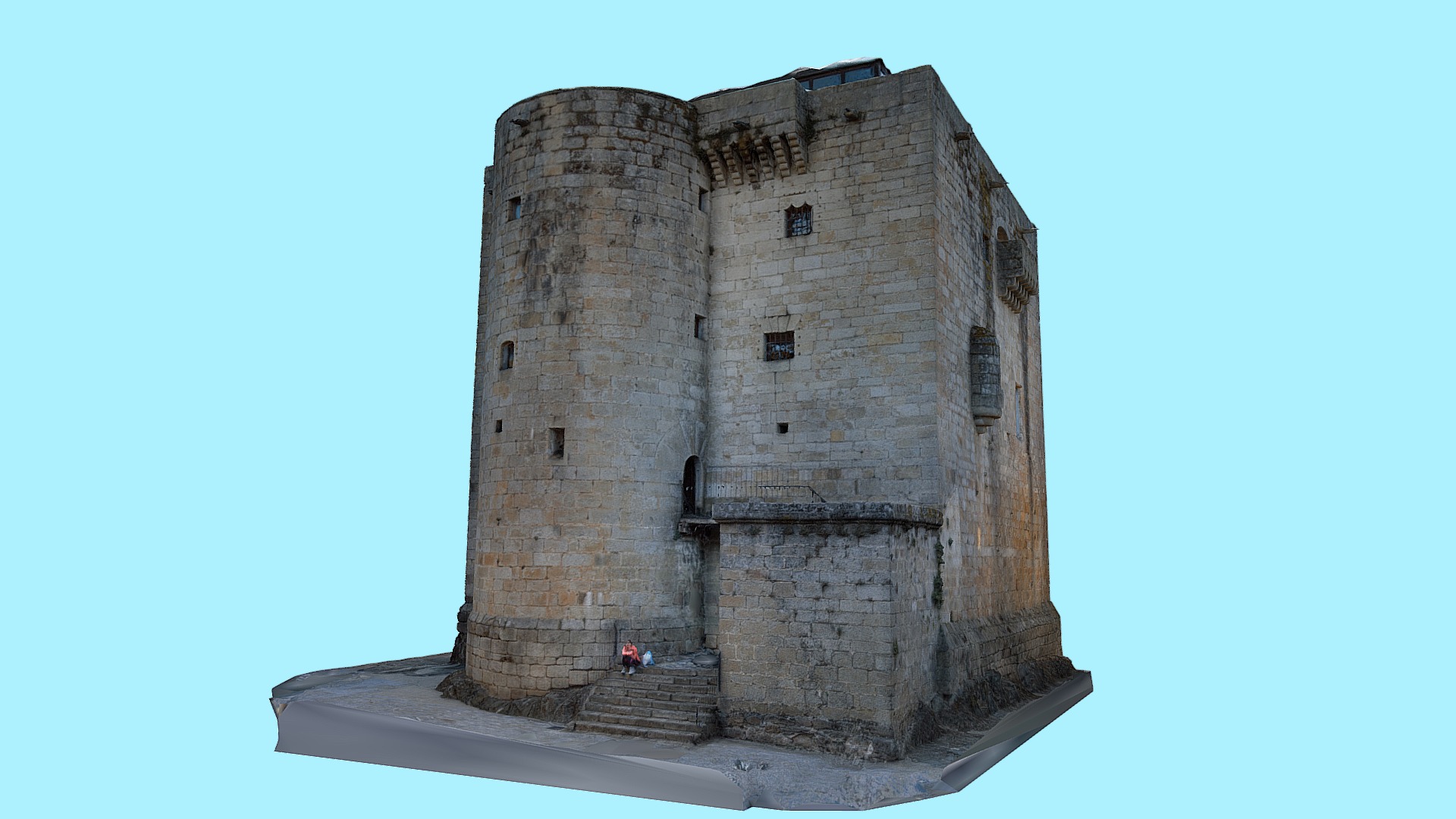 3D model Torre del Homenaje – Puebla de Sanabria - This is a 3D model of the Torre del Homenaje - Puebla de Sanabria. The 3D model is about a stone castle with stairs.