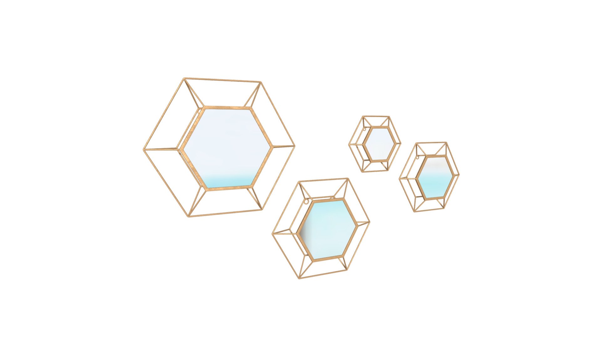 Set Of 4 Mirrors Antique A10673 Buy Royalty Free 3D model by Zuo