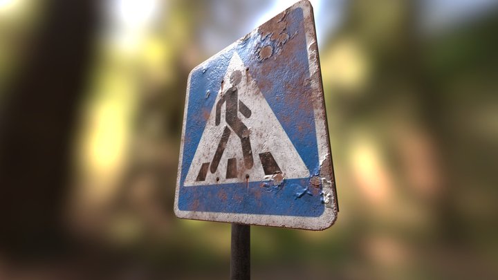 road sign_OLD_4к 3D Model