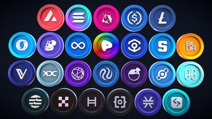 25 Realistic 3D Cryptos Pack 2/4 3D Model