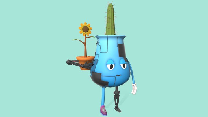 Cactus Flowerpot 3D Model