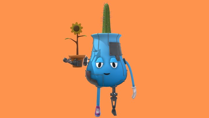 Cactus Flowerpot 3D Model