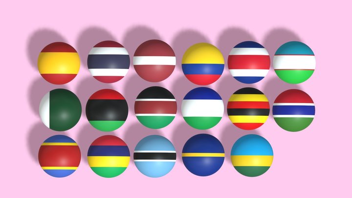 Flag Of Ball Collection 3 3D Model