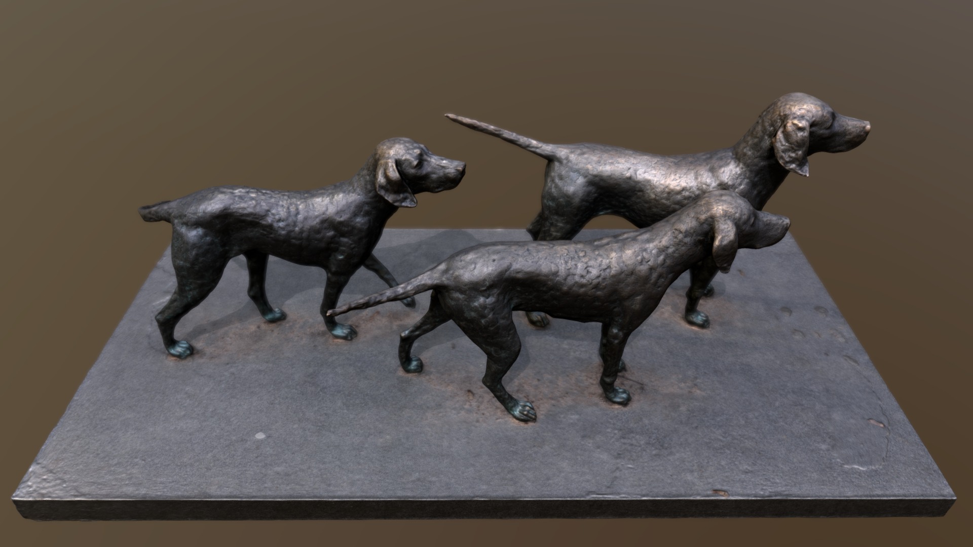 3D model Sculpture of Dogs - This is a 3D model of the Sculpture of Dogs. The 3D model is about a group of toy dinosaurs.