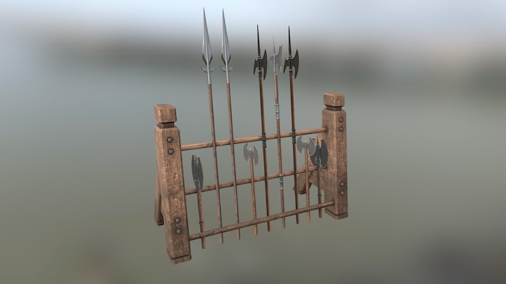 Weapons & Rack 3D Model