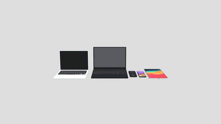 Gadget pack Phones Laptop Tablet 3D Model