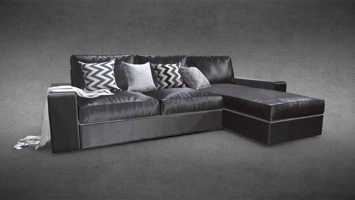 Sofa, couch - Leather, cuir, piel 3D Model