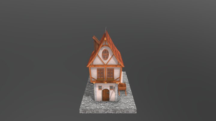 Medieval bakery low-poly 3D Model