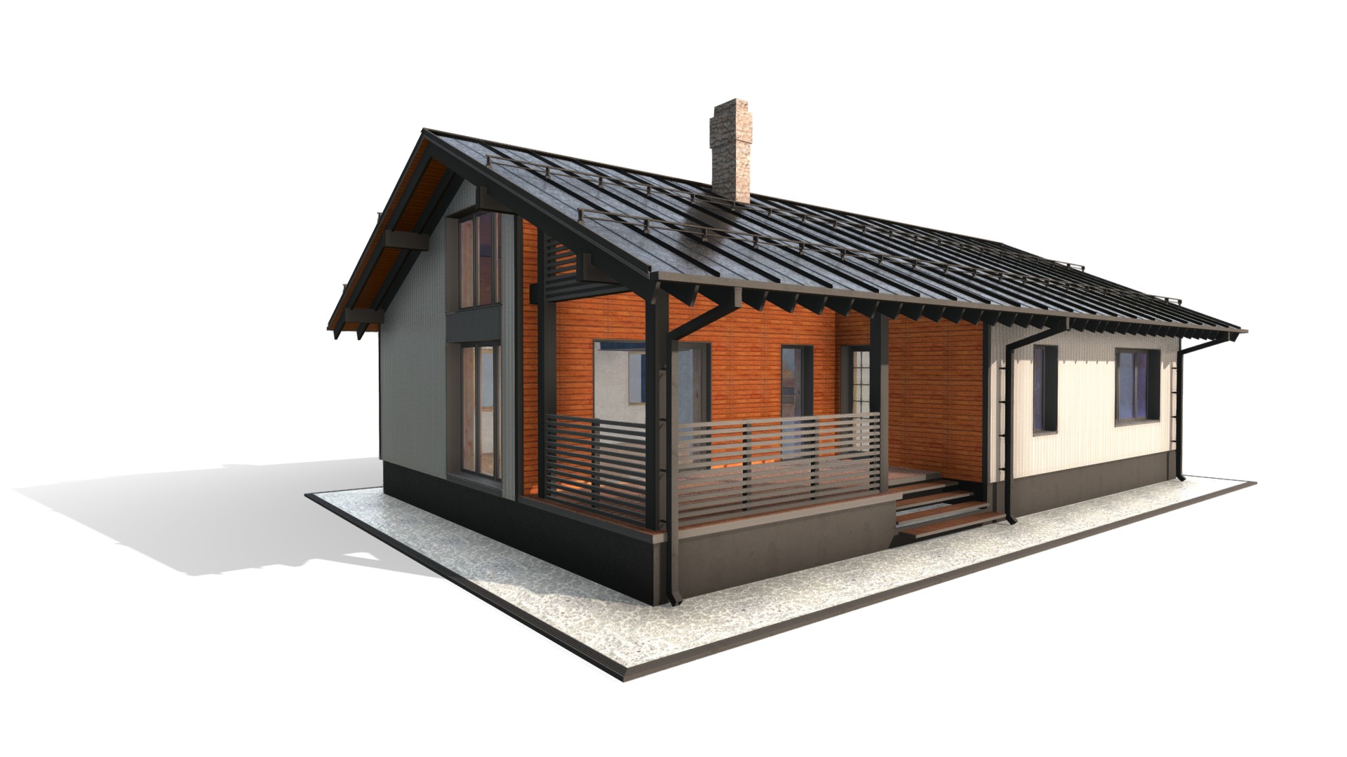 3D model 1 floor house – geometry optimized - This is a 3D model of the 1 floor house - geometry optimized. The 3D model is about a small wooden house.