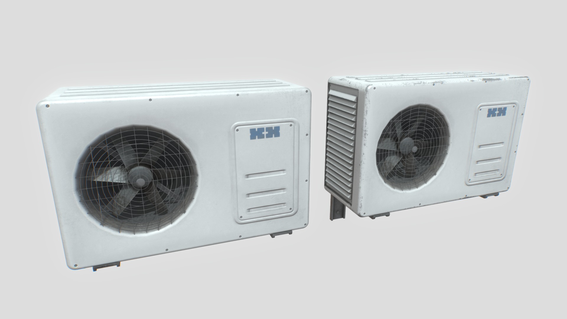 3D model Air conditioner - This is a 3D model of the Air conditioner. The 3D model is about a white rectangular object with a fan.