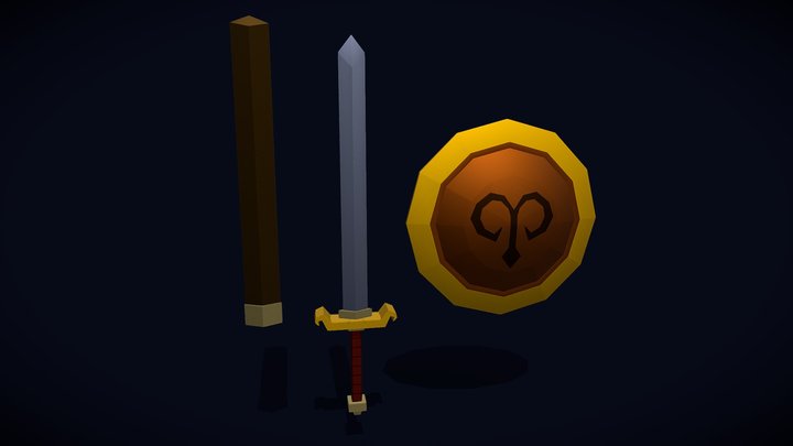 simple sword and shield 3D Model