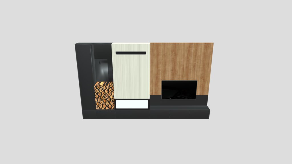 Tv Wall With Chimney
