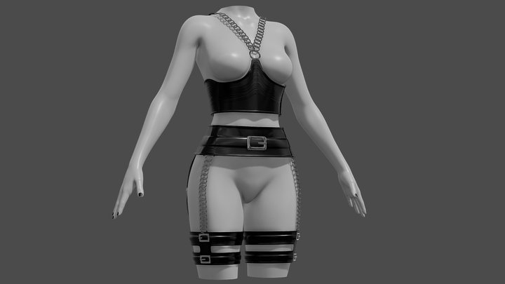 Harness / bdsm / leather chains 3D Model