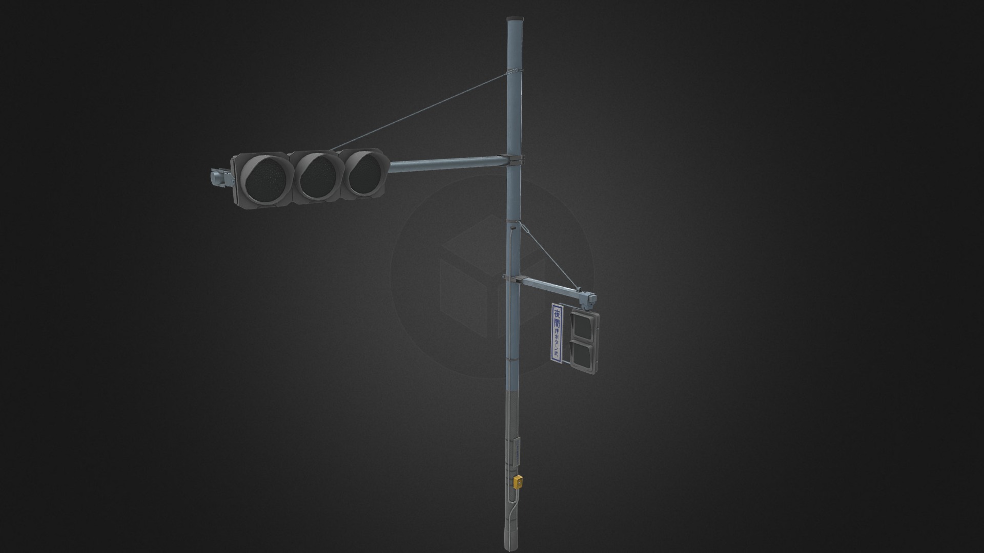 3D model Japanese Traffic Light - This is a 3D model of the Japanese Traffic Light. The 3D model is about a white pole with a wire attached.