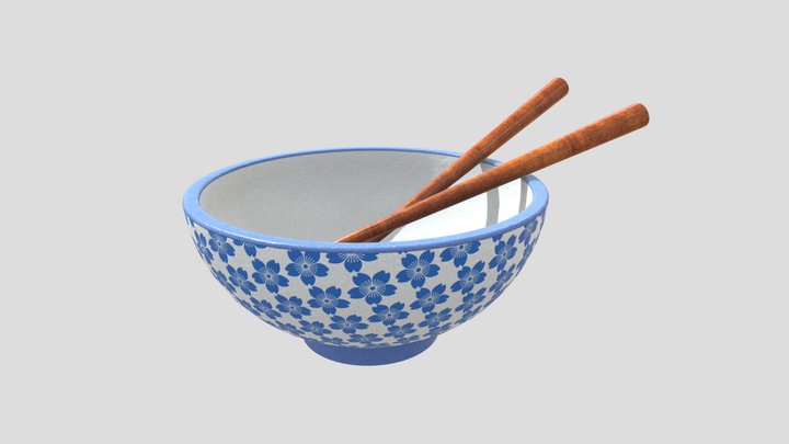 Japanese Bowl & Chop Sticks 3D Model