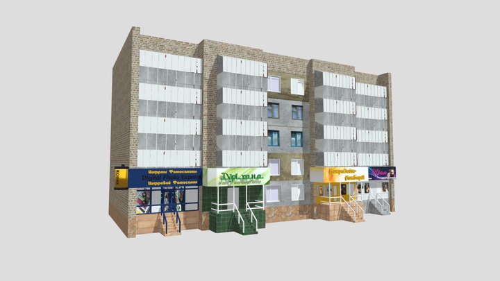 Five-story building Post-USSR Kazakhstan 3D Model
