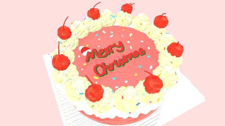 Lettering cake | Merry Christmas 3D Model