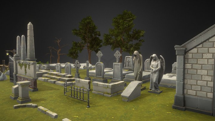 Stylized Graveyard 3D Model