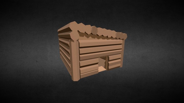 Low-poly Wood Cabin (Logs) 3D Model
