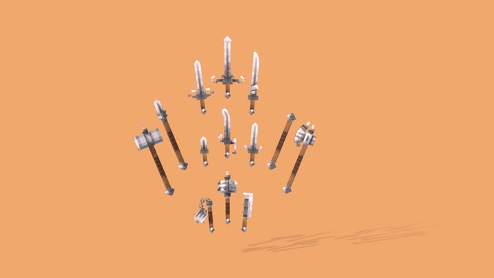 Steel Weapon Collection for Minecraft 3D Model