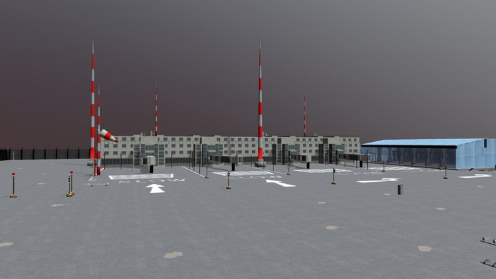 Air Port Mobile Game Environment 3D Model