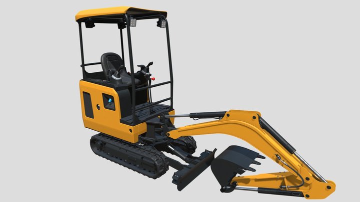 Small electric excavator on tracks 3D Model