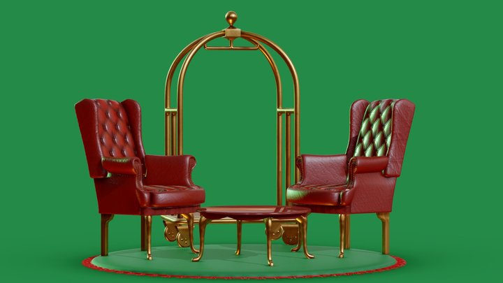 No-Tell Hotel Lobby Diorama 3D Model