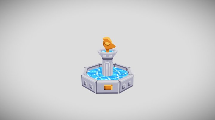Pixel Art Fountain 3D Model