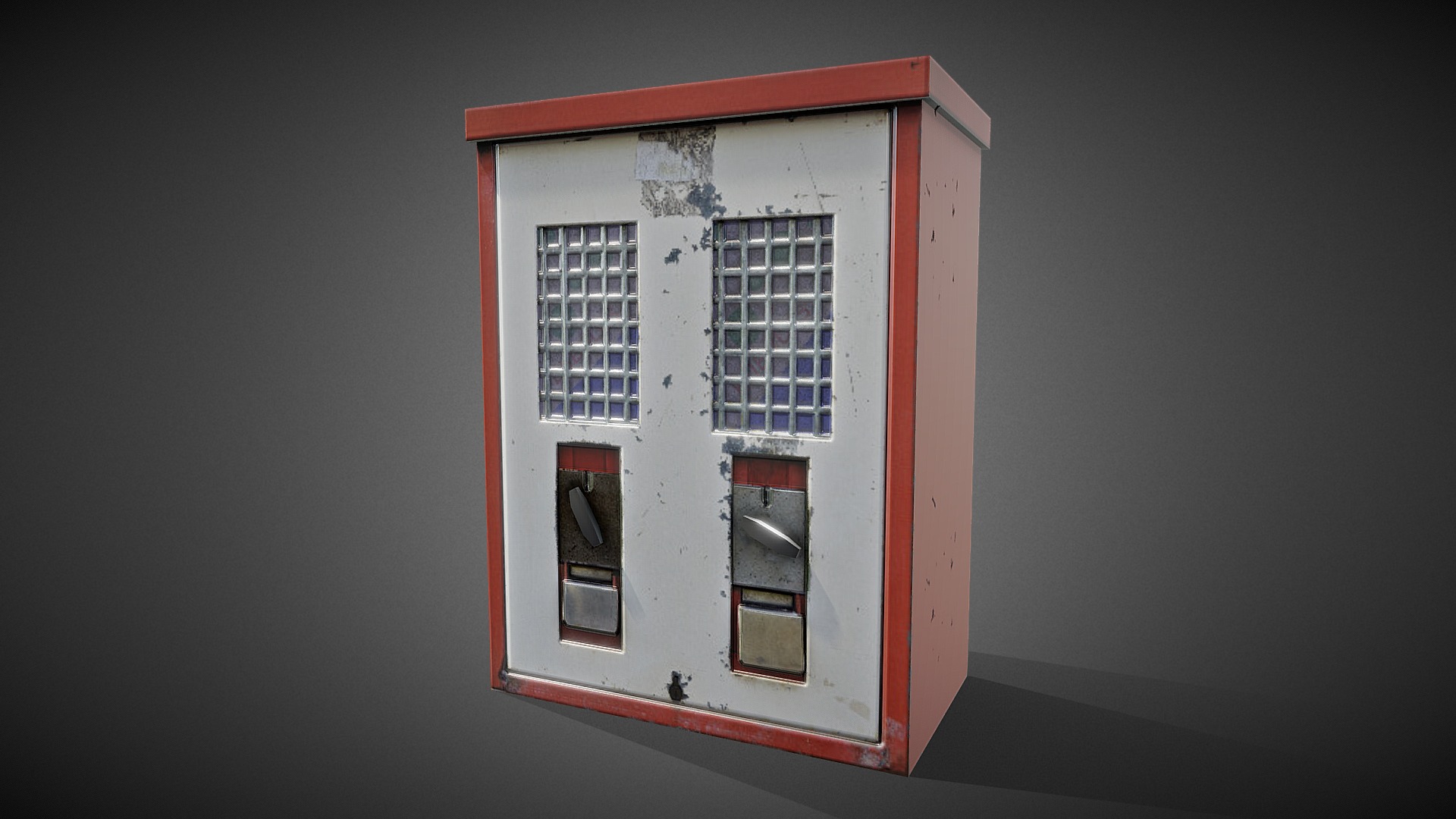 3D model Gumball-Machine - This is a 3D model of the Gumball-Machine. The 3D model is about a red and white box with a window.