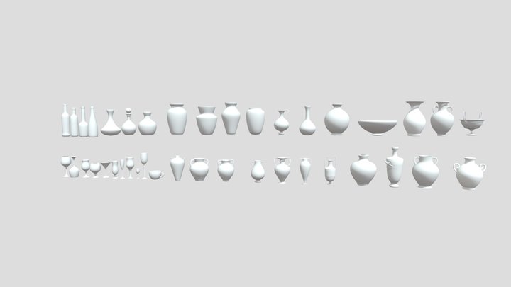 jar & Glass Vessel Pack – 40 Base Meshes_free 3D Model