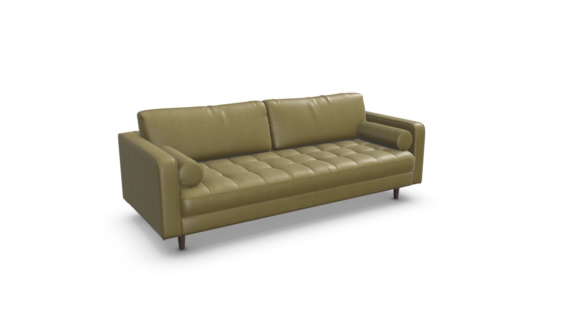 Scott 3 Seater Sofa, Chalk Olive Premium Leather